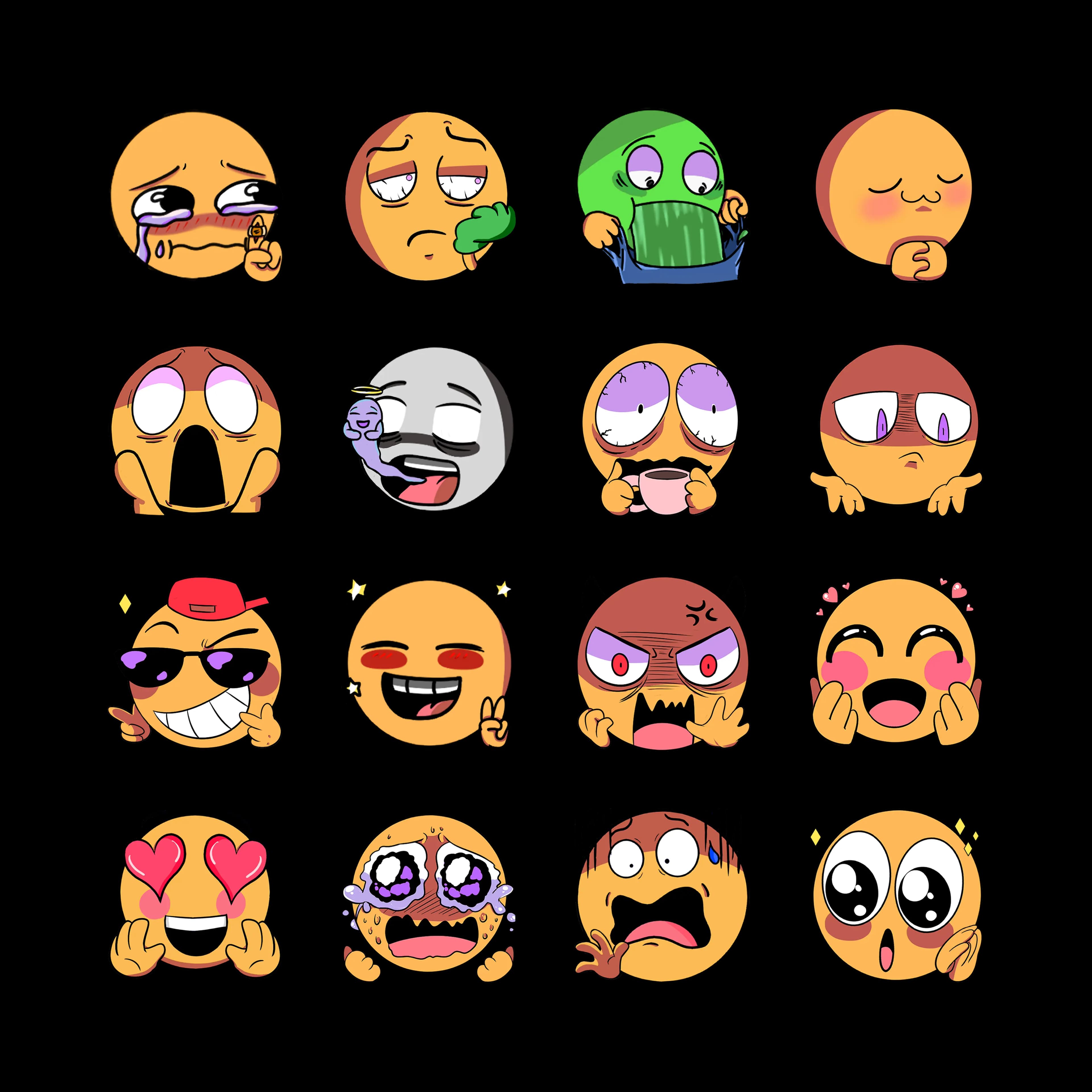 Pack de stickers de emociones para chat en Socialler - 16 stickers animados