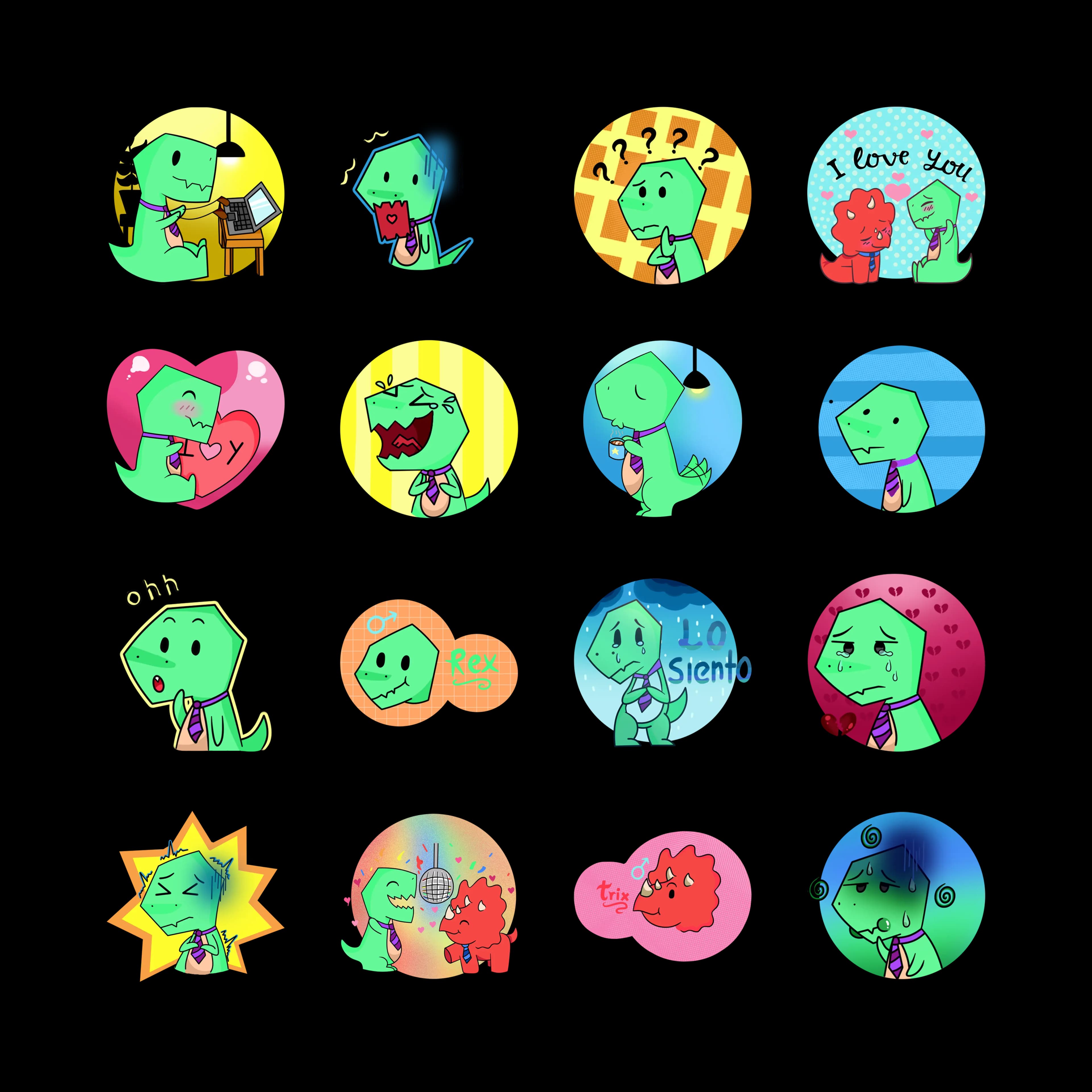 Pack de stickers de empresaurios para chat en Socialler - 16 stickers animados