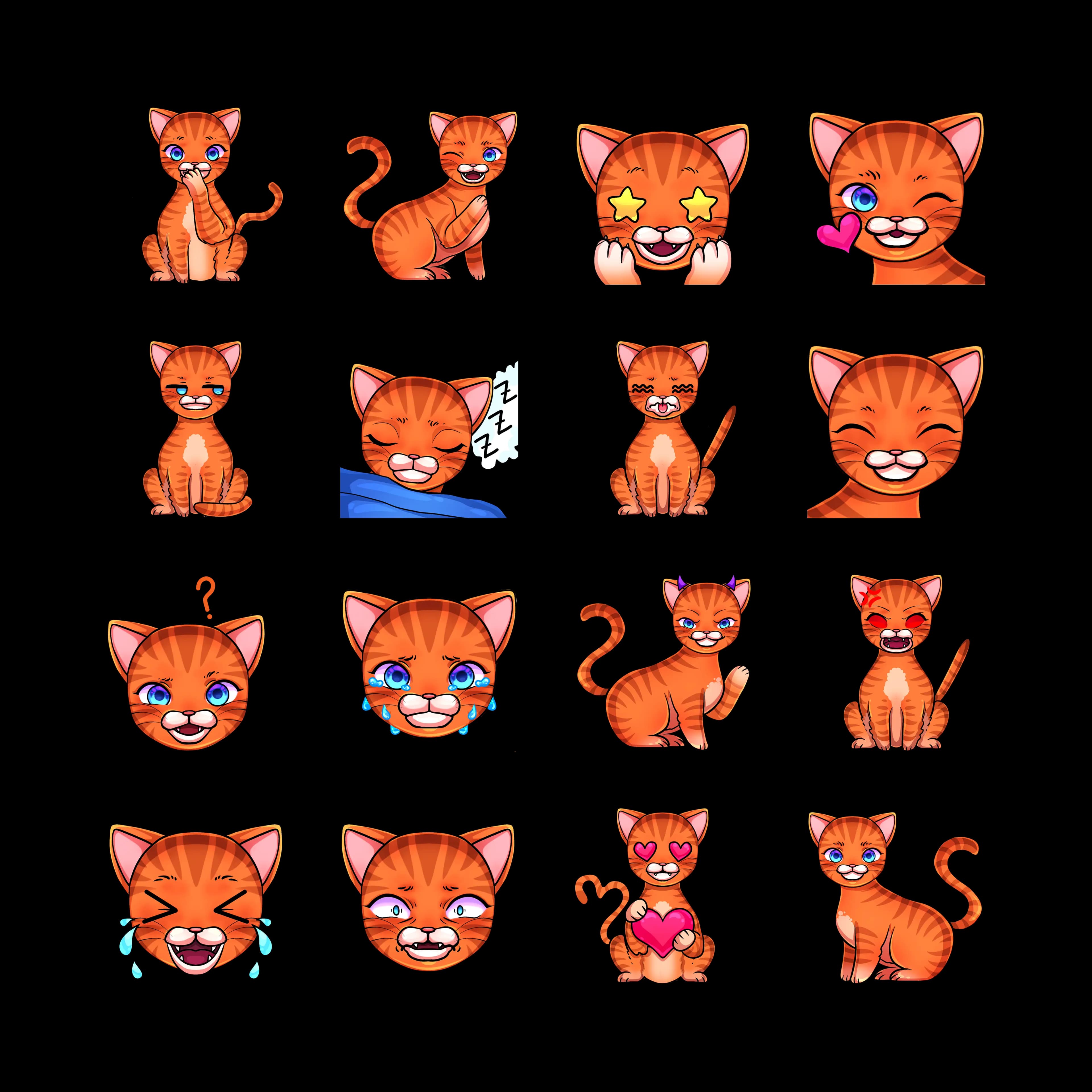 Pack de stickers de gatitos para chat en Socialler - 16 stickers animados