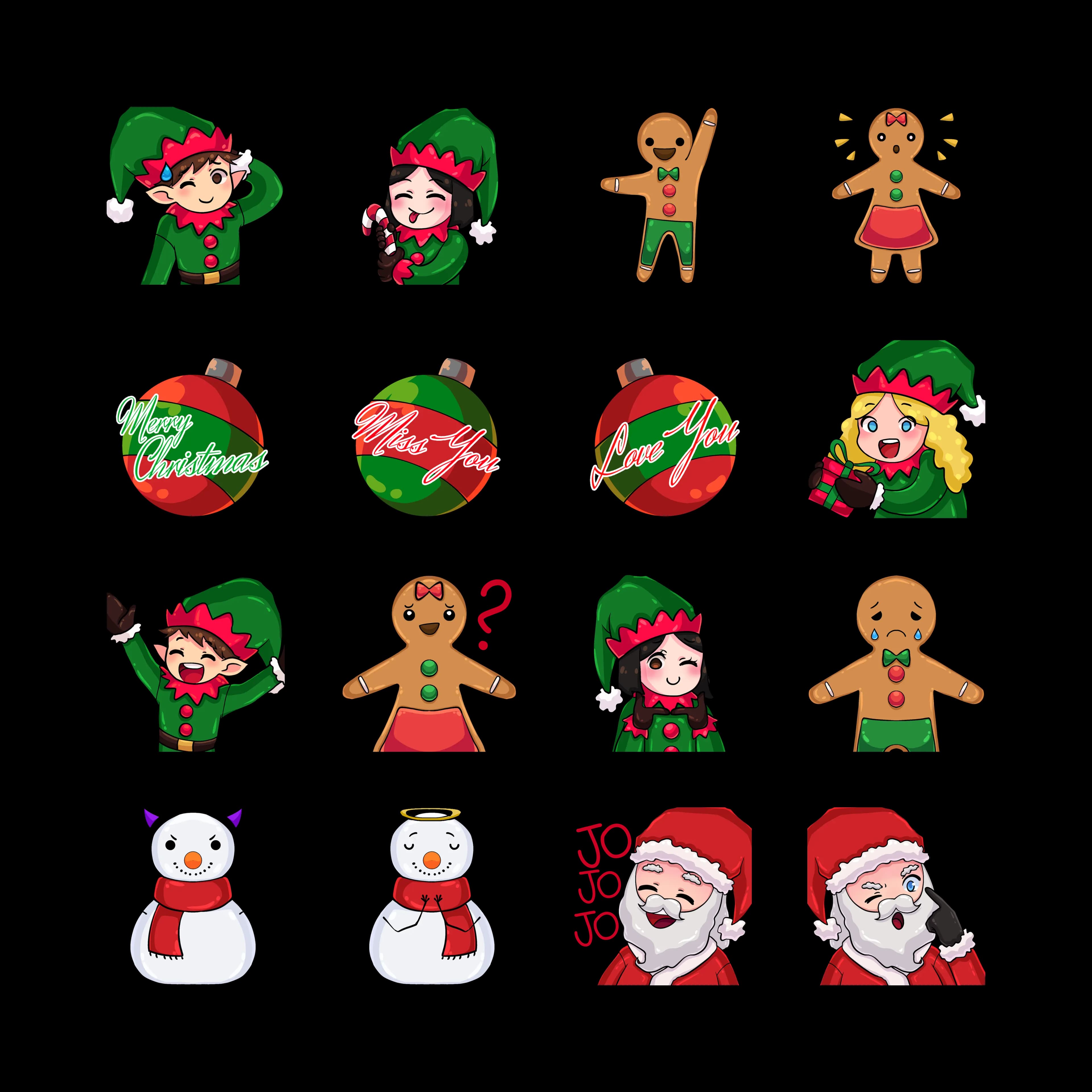 Pack de stickers de Navidad para chat en Socialler - 16 stickers animados